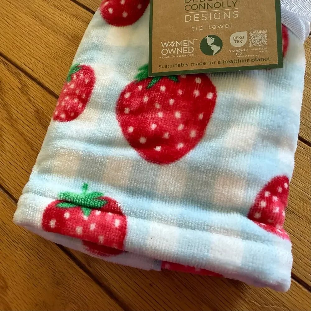 NWT Deborah Connolly Designs Strawberry Tip Towel | Women-Owned OEKO-TEX Summer